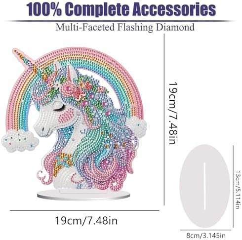 Diamond Painting Kits for Adults Beginners, 5D Full Drill Rainbow Pony Crystal Art Desktop Ornament, DIY Single Sided Home Office Desk Decor, Creative Craft Gift Set with Tools - Image 2