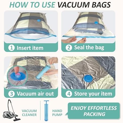 Vacuum Storage Bags with Hand Pump, Vacuum Seal Space Saver Bags,12 Medium - Image 7