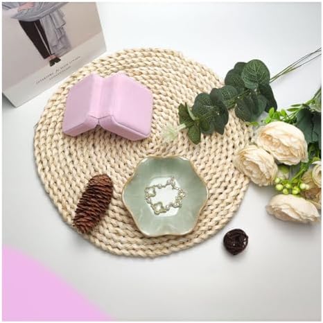 Ceramic Jewelry Tray,Leaf jewelry dish,Tiny Key Bowl,jewelry holder,small ring dishes holder,Jewelry Plate,trinket,nightstand decor for entryway table Home Decor gift for Mom women girls(Green) - Image 3