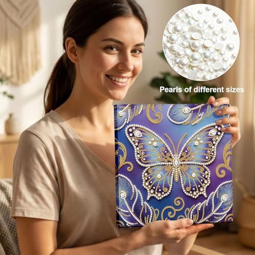 LQCrafK DIY Pearl Art Painting Handcraft Kit for Adults Beginners with Tools and Framed Painting, Creative Design,Self-Adhesive, Healing Stress-Relieving Home Wall Decoration-Butterfly - Image 4