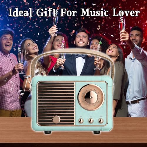 Vintage Bluetooth Speaker Cute, Retro Style Vintage Decor, Portable Wireless Bluetooth Speaker, Vintage Cute Old Fashion Style for Bedroom Kitchen Desk Office Party Outdoor Travel (Blue) - Image 2