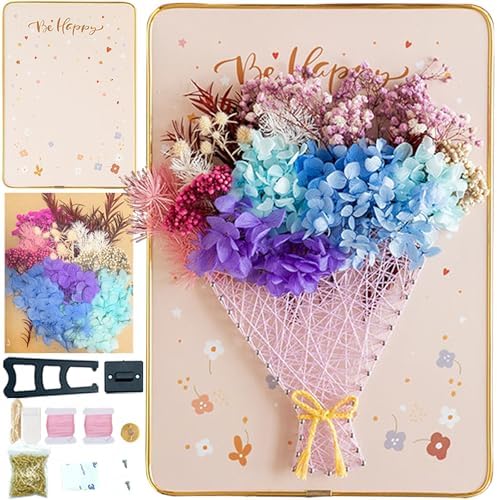 BAZIMA DIY String Art Kit for Beginner,Flowers String Art, DIY Dried Flowers Craft Kit, Unique Gift, Craft Kit for Holidays by BAZIMA+ALICE