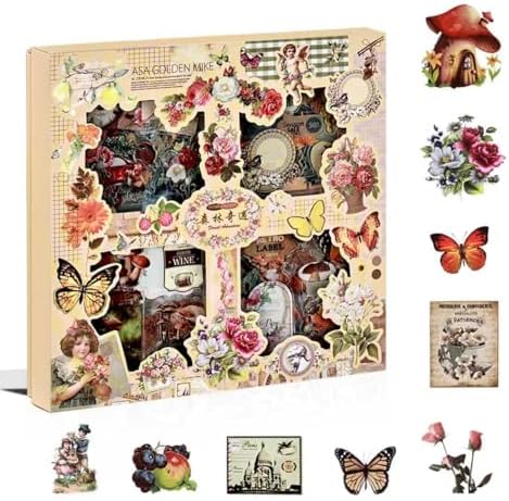 510PCS Scrapbook Kits for Adults, Vintage Aesthetic Journaling Stickers Ephemera for Junk Journal Supplies, 100 Sheets Diecut PET Scarpbook Stickers for Scrap Booking Supples, Bujo, DIY Crats Ars by Dwpetzo