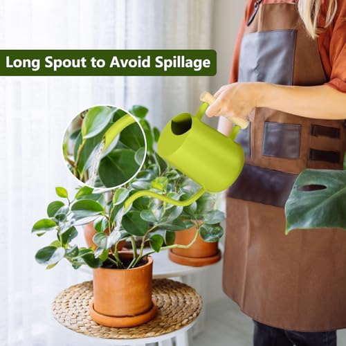 Watering Can Indoor Plants, 35oz Small Stainless Steel Metal Watering Can Modern Decorative Watering Pot with Long Spout for Indoor House Plant Bonsai Garden Flowers (Bright Green) - Image 2