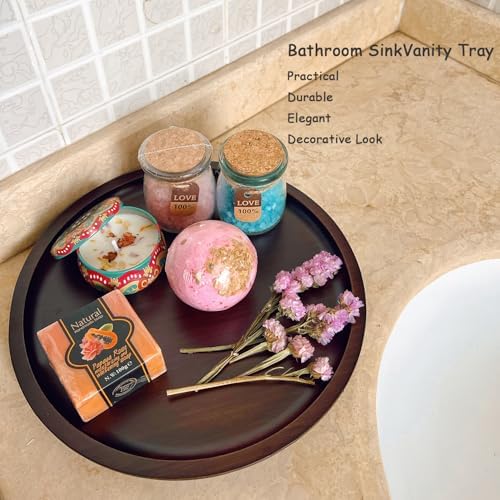 Wood Vanity Tray, Bathroom Counter Solid Walnut Organizer, Toilet Tank Top Wooden Serving Plate for Dinner Tea Coffee (Natural Walnut Color, 9.8 x 9.8 inch) - Image 5