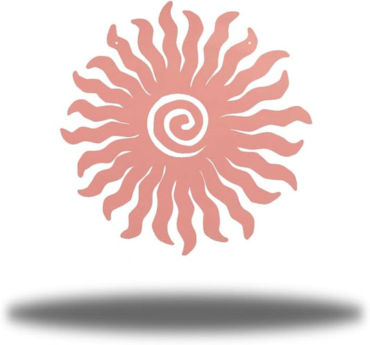 Riverside Designs Sunburst Metal Wall Art Steel Outdoor Decor - Heavy-Duty and Waterproof - Made in USA (18", Pink)