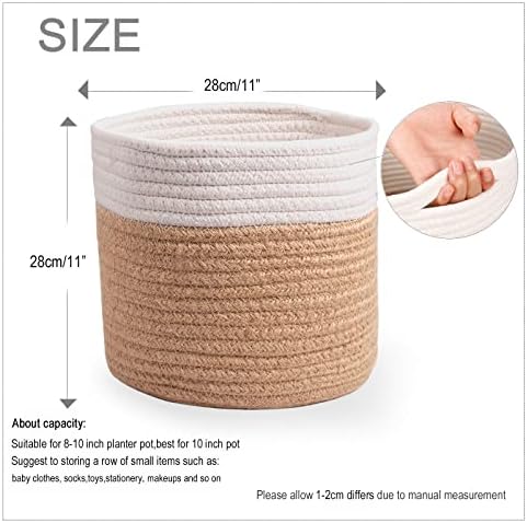 11" Cotton Rope Plant Basket Modern Woven Baskets 11"x 11" - Image 6