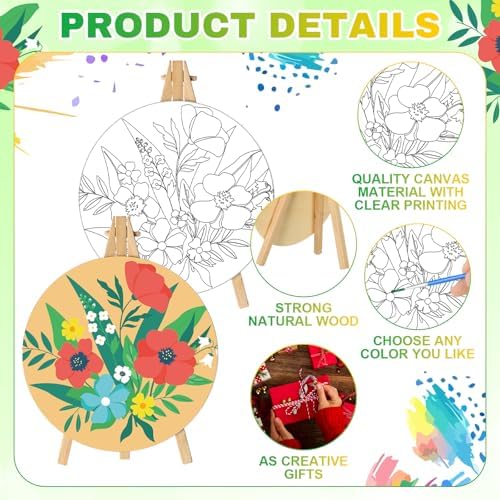 Supervitae 72 Piece Spring Floral 5.9" Round Pre Drawn Canvas Kit - Image 3