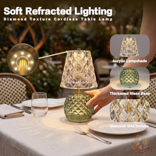 MJ PREMIER Rechargeable Table Lamp Cordless Mushroom Lamp with Timer Green - Image 4