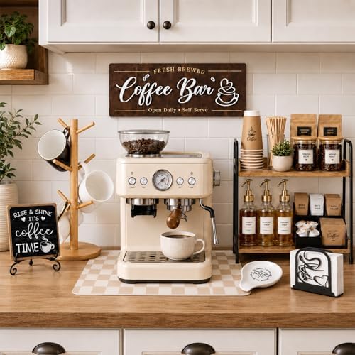 7 PCS Coffee Bar Accessories Set, Farmhouse Coffee Station Organizer Kit by EASILV