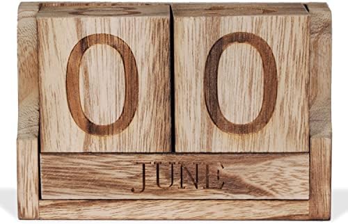 Wooden Perpetual Calendar,Desk Calendar Block,Office Desk Decor Accessories by PHOENANCEE