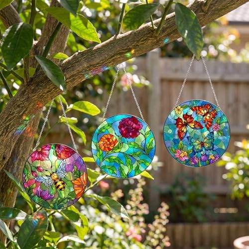 Humyoun 72 Pcs Suncatchers Crafts Kit DIY Paint Art,Stained Glass Painting - Image 2
