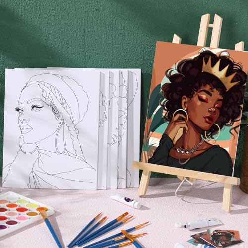 Ctosree 12 Pcs Pre Drawn Canvas for Painting,Retro Style,8 x 10 Inch - Image 2