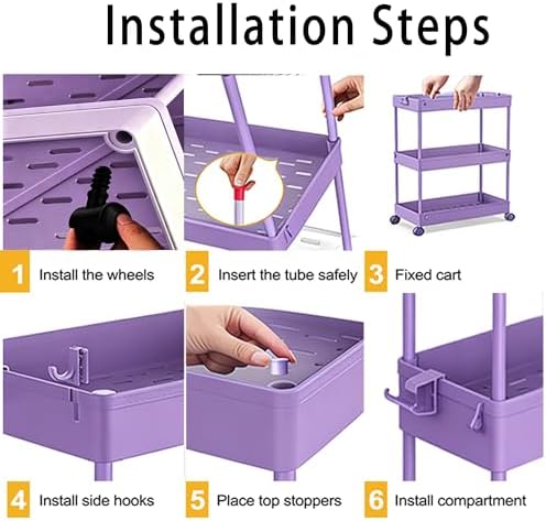2 Pack 3 Tier Slim Storage Cart, Bathroom Rolling Utility Organizer - Image 5