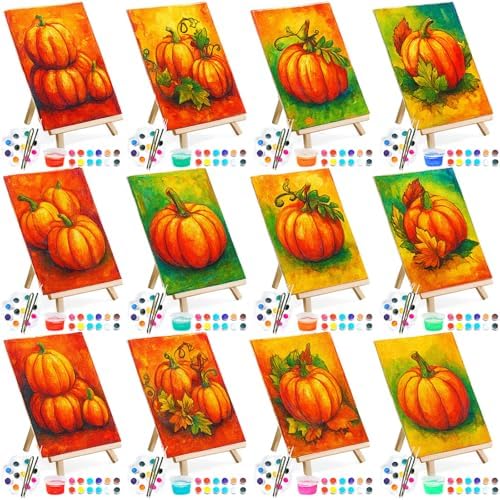 Marspark 12 Set Fall Pumpkin Pre Drawn Canvas Pre Printed Canvas Set by Marspark