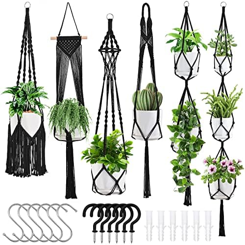 SFENNGPET Macrame Plant Hangers, 6Pack Hanging Planters for Indoor Plants by SFENNGPET
