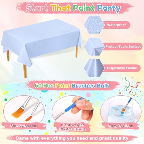 8 Pack 8x10 Inch Canvas Painting Kit, 107 PCS Canvas Boards for Painting with 50 Brushes & Paint Trays & Acrylic Paint & No Spill Cup & Apron & Tablecloth, Mini Painting Canva with Easel Set for Party - Image 5