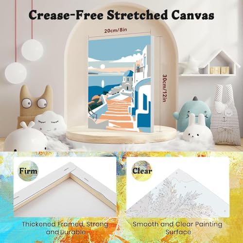 SYDYLH 6 Pack Paint by Numbers Kit for Adults Beginners,DIY Acrylic Painting Set for Seaside and City Landscapes on Canvas Framed, Adults Kids Paint by Numbers Kits for Home Wall Decor 8x12inch - Image 2
