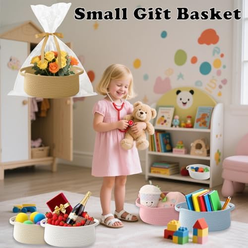 Woven Rope Basket - Baby Gift Basket with Bag & Ribbon - Image 4