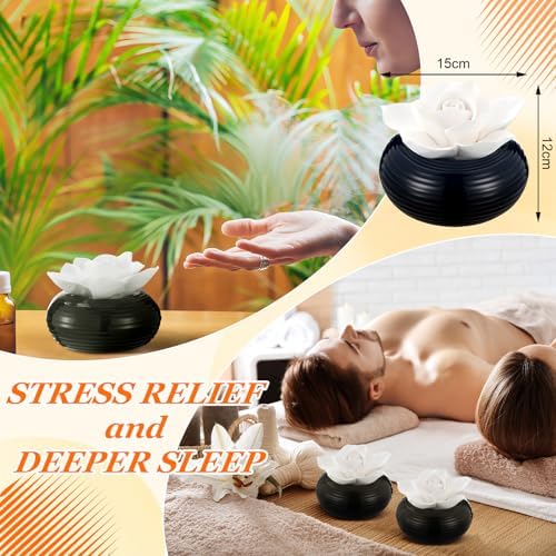 Honeydak 3 Pcs Ceramic Essential Oil Diffuser, Non Electric,Camellia - Image 2