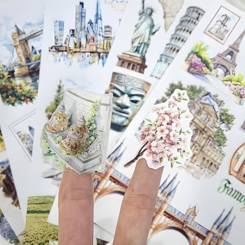Snycler Scenic Spot Theme Sticker Scrapbooking Supplies for Junk Journal, 20 Sheets PET Stickers - Vintage Journaling Stickers, Ephemera Sticker Book Pre Cut, Junk Journal Supplies, Planner - Image 5