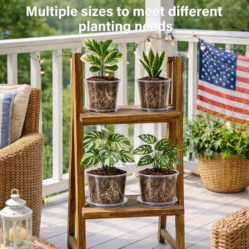 Bluepro Clear Nursery Pots with Saucers, 5/6/8/10 Inch, 12-Pack - Image 4