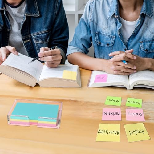 BEEGO Sticky Note Holder Organizer - 4x6 in Clear and Lightpink Acrylic Notepad Holder Acrylic Sticky Note Dispenser Cute Memo Holder (NO Pads) for Dorm Room Office Desk Organization - Image 3