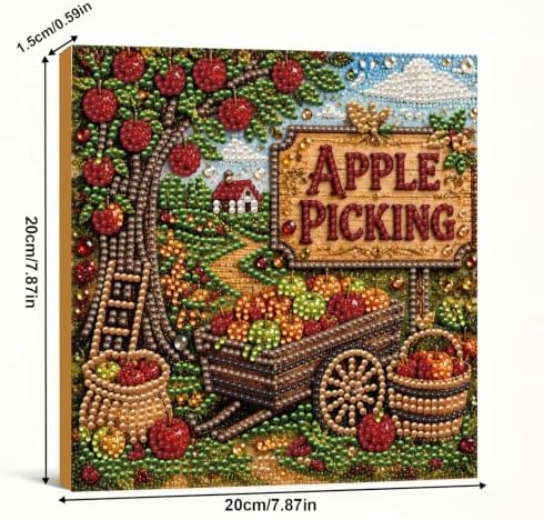 DIY Pearl Painting Kit for Adults, Fruit Picking Fall Art with Wood Frame, 20x20cm Self-Adhesive Pearl Diamond Craft, Autumn Wall Decor Gift for Women, Beginners Relaxing Hobby Kit - Image 4