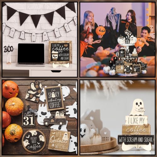 Mifoci 17 Pcs Halloween Ghost Coffee Tiered Tray Decor Set - Image 6