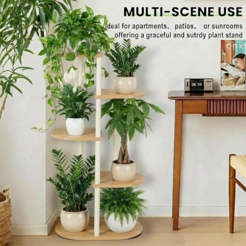 Tiered Plant Stand Indoor, Tall 5 Tier 6 Potted Wooden Plant Shelf for Multiple Flower Plants, Multi Corner Metal Plant Holder Indoor for Patio Garden Patent Design Living Room Balcony Bedroom, White - Image 7