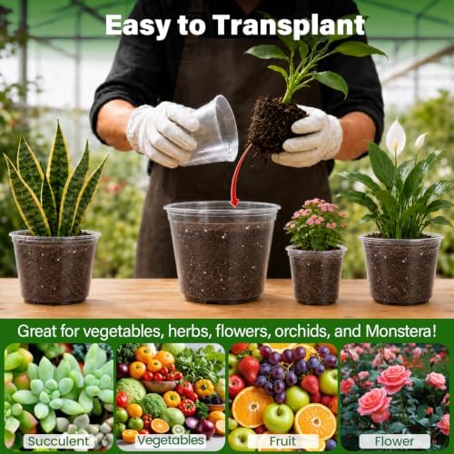Bluepro Clear Nursery Pots with Drainage Holes, 6/8/10/12 Inch, 20-Pack - Image 5