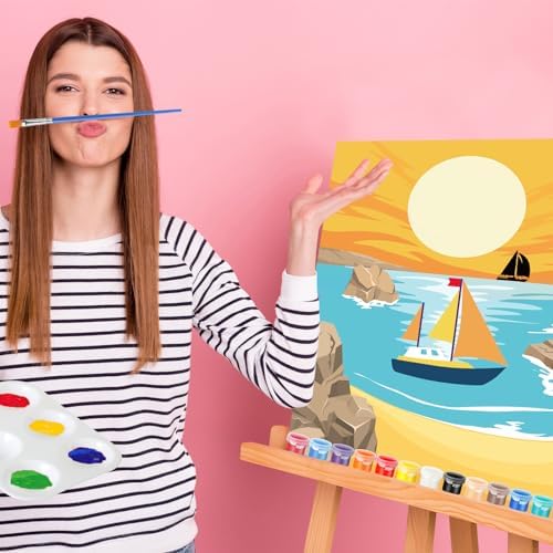 Zhanmai 72 Pcs 12 Sets Sip and Paint Kit Pre Drawn Canvas for Painting 8" x 10" Paint Party Canvas Painting Pre Printed Canvases for Party DIY Virtual Adult's Date Night(Landscape) - Image 6