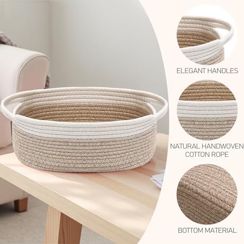 JMvicyroam Small Woven Basket, Empty Gift Basket, White&Oatmeal/1 Pack - Image 3