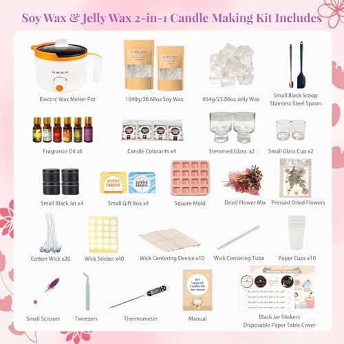 2-in-1 Soy & Jelly Wax DIY Candle Making Kit for Beginners & Adults - Image 2