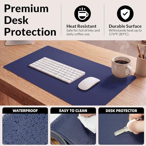 AFIING Desk Mat, Blue, 31.5" x 17", Cork Desk Pad Protector - Image 5