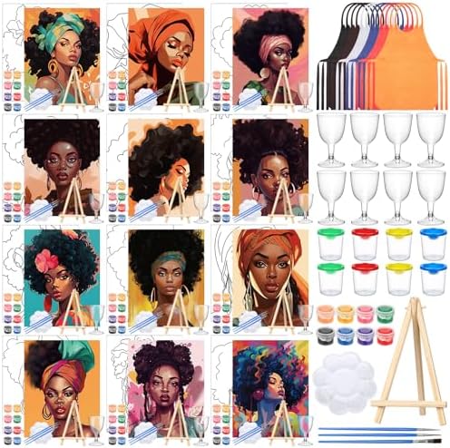 Sherr 96 Pcs 12 Set Pre Drawn Canvas Painting Kits, Lady by Sherr