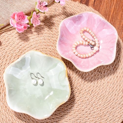 Porcelain Jewelry Dish Set of 2, 4.25'' Leaf Shaped Ring Holders - Image 5