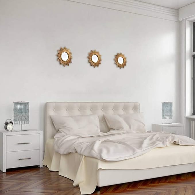Gold Round Wall Mirrors Pack of 3 for Room & Home, Small Circle Mirrors for Modern Decor