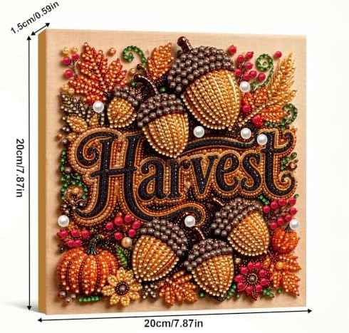 DIY Pearl Painting Kit for Adults, Autumn Harvest Fall Art with Wood Frame, 20x20cm Self-Adhesive Pearl Diamond Craft, Autumn Wall Decor Gift for Women, Beginners Relaxing Hobby Kit - Image 4