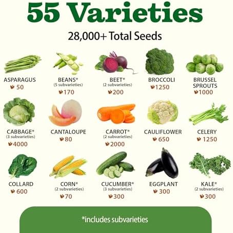 HOME GROWN 55 Variety Survival Seed Vault, 28,000+ Vegetable Seeds - Image 3
