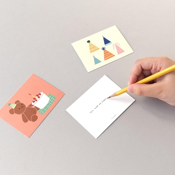 Monolike Day-by-day Card, Birthday party - Mix 36 Mini Single cards, 36 envelopes, 36 stickers Package
