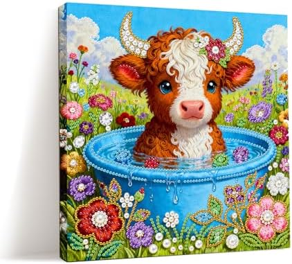 LQCrafK DIY 3D Pearl Art Painting Handcraft Kit for Adults Beginners, Home Wall Decoration, Creative Design Framed Painting with Tools-Calf by LQCrafK