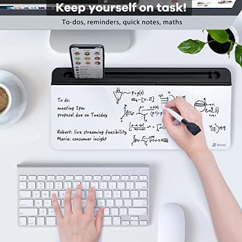 Varhomax Glass Desk Whiteboard with Storage, Desktop Organizer - Image 2