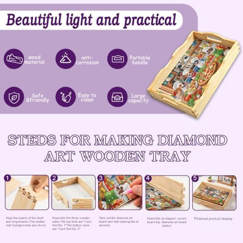 DIY Diamond Painting Wood Serving Tray Kit With Handles 7.8*11.8in - Image 3