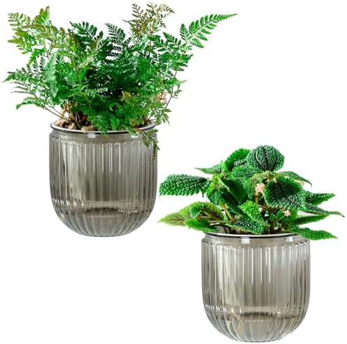 Melphoe Self Watering Pots for Indoor Plants Planter, 4.3 Inch 2 Pack Planters Self Watering Plant Pots for Flower, Houseplants, Succulent, African Violets and Cactus with Drainage by Melphoe
