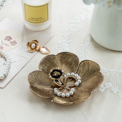 NIKKY HOME Small Jewelry Tray, Vintage Gold Jewelry Dish Tray for Dresser - Image 3
