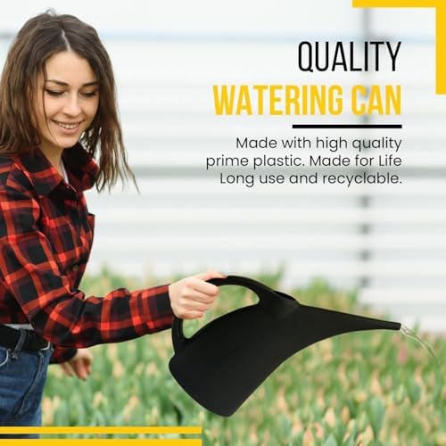 2 Pack Watering Can 1/2 Gallon - Small Watering Can for Indoor Plants - Outdoor Watering Can - Black Plant Waterer - Plastic Watering Can for Garden - Image 2