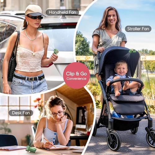 Clip-On Portable Fan for Strollers Travel, Rechargeable Turbo Personal Fan - Image 3
