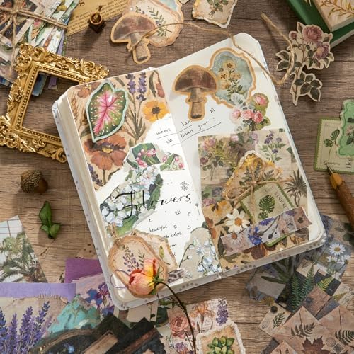 400PCS Vintage Scrapbook Paper Journaling Scrapbooking Supplies Kit Retro Decorative Craft Paper Assorted for Bullet Junk Journals Card Making Craft DIY, Vintage Nature - Image 4