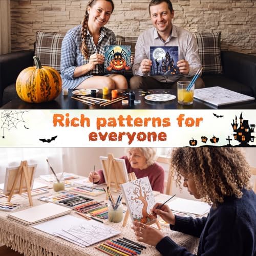 Honoson 6 Pcs 6 Inch Pre Drawn Canvas Paint Kit, Halloween - Image 4